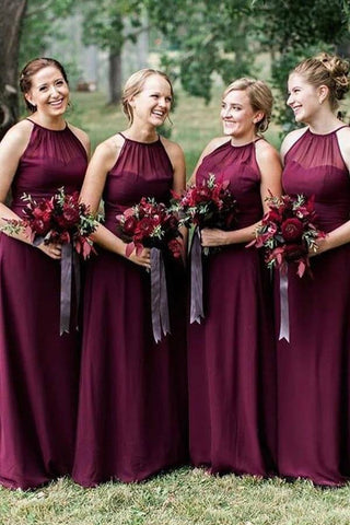 Chiffon A-line Halter Neck Bridesmaid Dresses, Wedding Party Dress