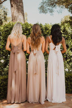 Chiffon Spaghetti Straps Neckline A-line Bridesmaid Dresses  BD093