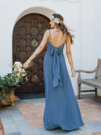 Chiffon Spaghetti Straps Neckline A-line Bridesmaid Dresses  BD093