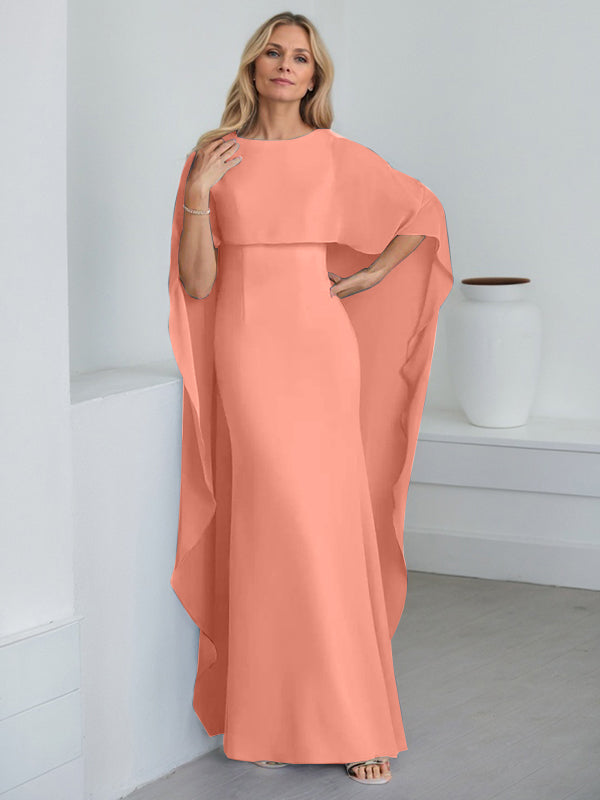 Vestido de gasa de corte recto, largo hasta el suelo, para la madre de la novia, con volantes en cascada. 
