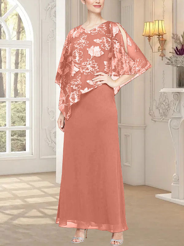 Vestido largo de malla brillante con corpiño asimétrico superpuesto de diseño novedoso 