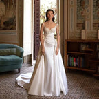 Classic Sexy Wedding Dresses A Line Lace Appliques Long Sleeve Ball Gowns Woman's Formal Bride Beach Party Vesti Dosde Fiesta