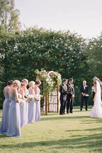 Classic Lilac Chiffon A-line V-neck Floor Length Bridesmaid Dresses