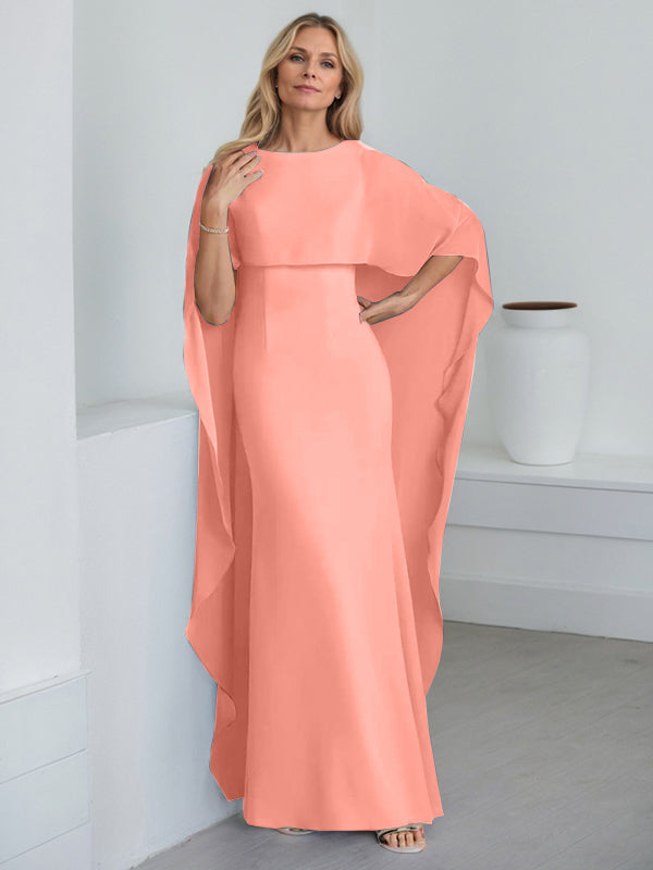 Vestido de gasa de corte recto, largo hasta el suelo, para la madre de la novia, con volantes en cascada. 