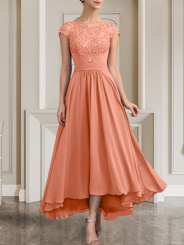 A-line Scoop Floor-Length Lace Chiffon Mother of the Bride Dress With Sequins