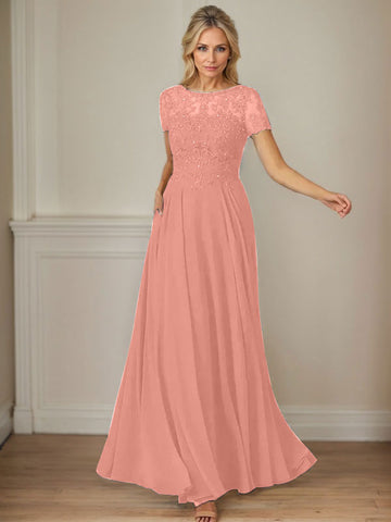 Dark Navy A-Line Boatneck Sequins Chiffon Dress