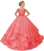 Vestidos de niña de las flores con apliques de encaje 
