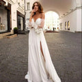 Custom Made Boho Wedding Dress Chiffon Lace Vintaging Gowns Split Side Sexy Beach Bridal Dressee Wedds Cheap Mariage