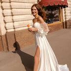 Custom Made Boho Wedding Dress Chiffon Lace Vintaging Gowns Split Side Sexy Beach Bridal Dressee Wedds Cheap Mariage