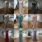 Vestidos de noche de lujo estilo sirena color nude, con capa larga, estilo árabe, para ocasiones formales 2025 LA72032 