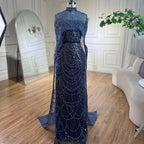 Vestidos de noche de lujo estilo sirena color nude, con capa larga, estilo árabe, para ocasiones formales 2025 LA72032 