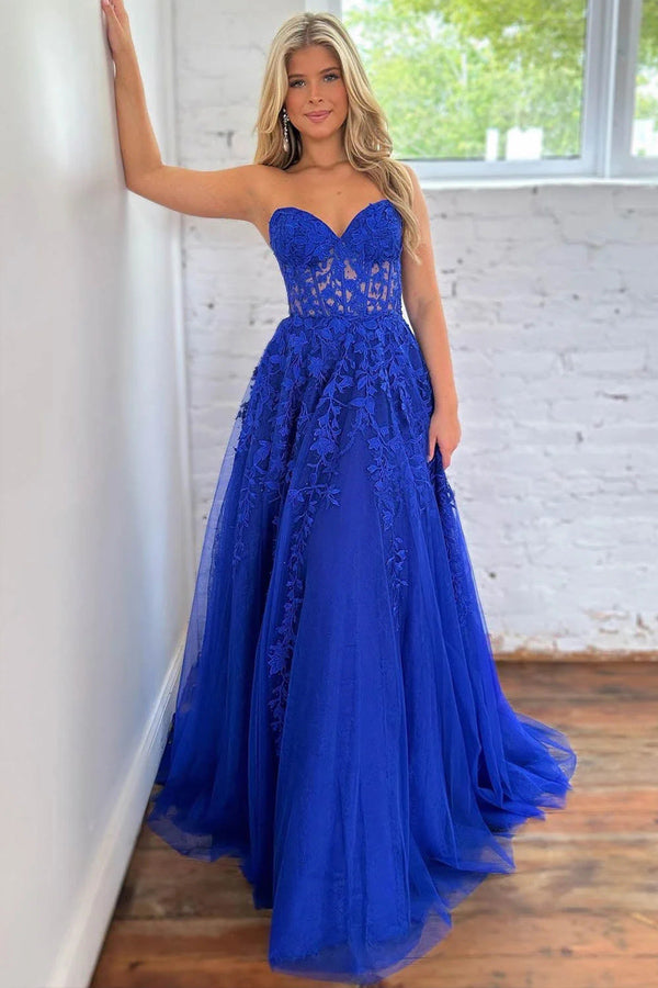 Cute A Line Sweetheart Tulle Prom Dresses Formal Gowns