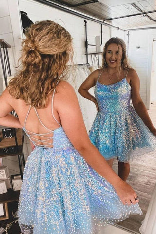 Cute Hot Pink Sequins Homecoming Dress SYH24