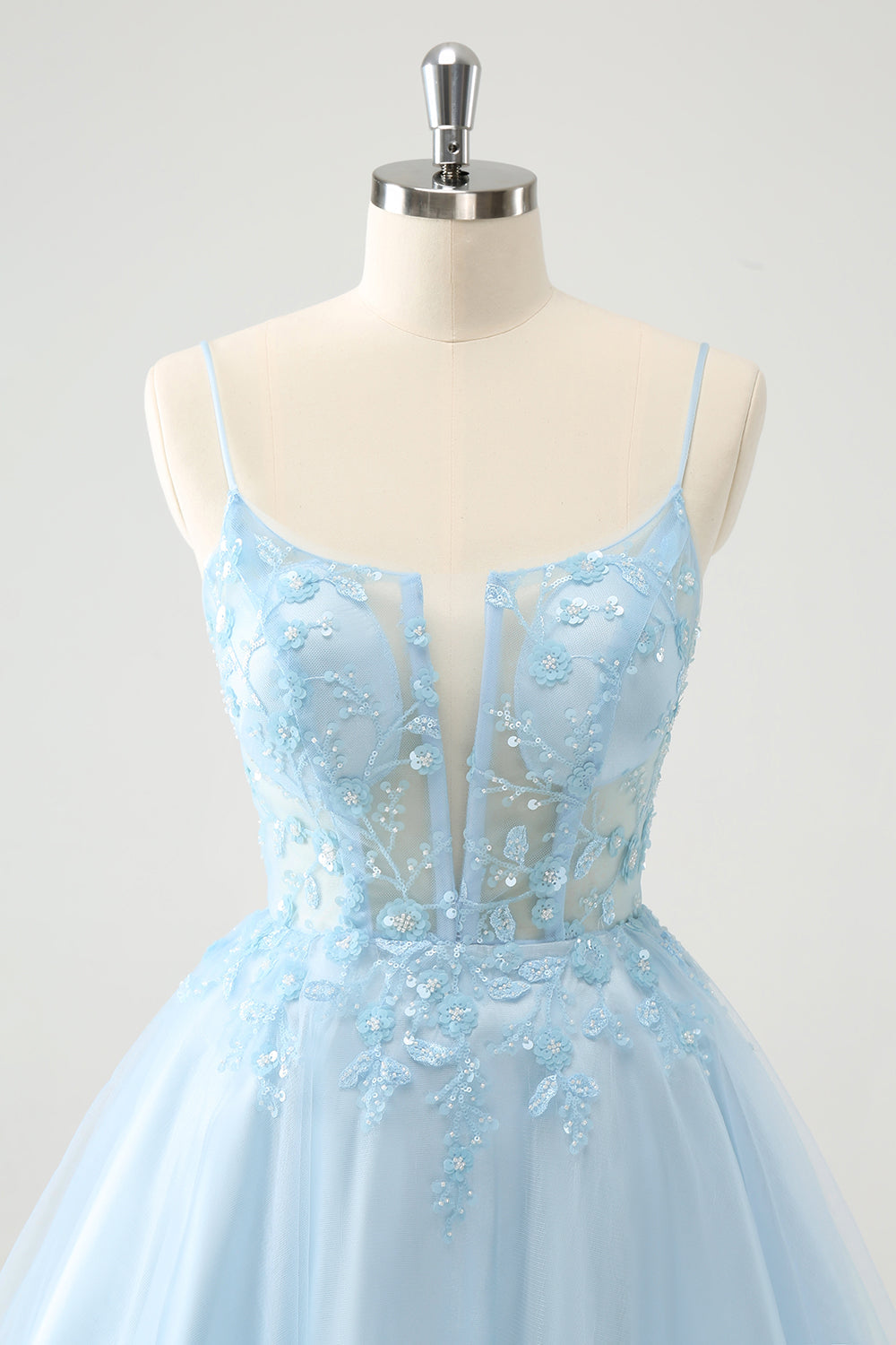 Cute Blush A Line Spaghetti Straps Corset Short Homecoming Dress with Appliques