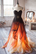 Vestido de fiesta único sin tirantes, corte en A, de tul y gasa, vestido largo de noche Y8384