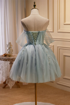 Vestido de fiesta plisado con hombros descubiertos color verde salvia empolvado Y2713