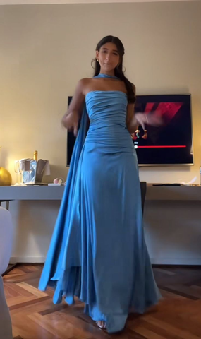 Elegant Blue Prom Dress Chic Blue Evening Dress Y7442