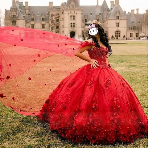 Robe rose pour Sweet 16, robe de bal rose avec fleurs 3D, robe de princesse rose Y2337