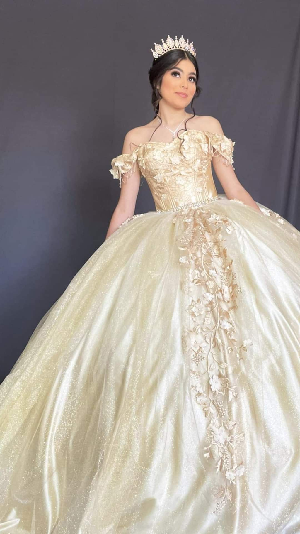 Vestido de gala con apliques y hombros descubiertos, encantador, para quinceañera, modelo Y2596