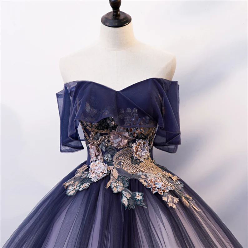 Robe de bal en tulle, dentelle florale et perles ombrées, robe de quinceañera, robe de bal Y1935