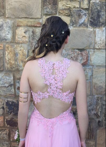 V-Neck Charming Appliques A-Line Prom Dress Long Evening Dress Y6447