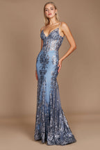 Robe de bal longue et élégante avec corset ajusté