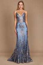 Robe de bal longue et élégante avec corset ajusté