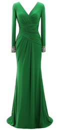 Vestido largo de noche para la madre de la novia, manga larga, escote en V, modelo Y785
