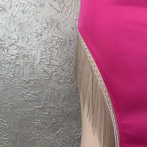 Robe bandage longue élégante à franges et fente brillante pour femme Y407