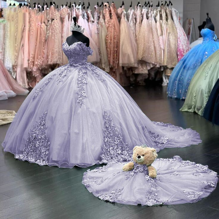Vestido rosa de quinceañera con hombros descubiertos, encaje, para baile de cumpleaños Y7245