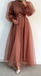 Vestido de fiesta de manga larga corte A, vestido de noche formal Y5784