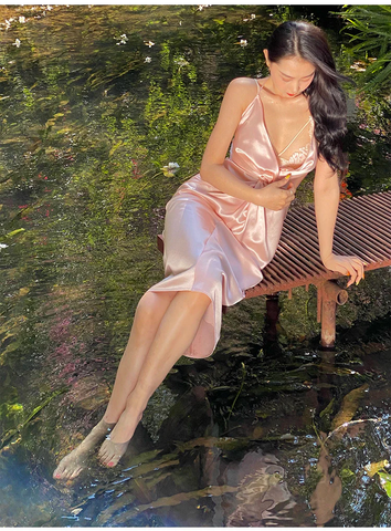 Sexy Halter V Neck Party Dress Champagne Gold Prom Evening Dress Y8211