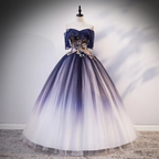 Robe de bal en tulle, dentelle florale et perles ombrées, robe de quinceañera, robe de bal Y1935