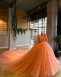 Robe de bal en tulle orange ravissante, robe pour Sweet 16 Y6592