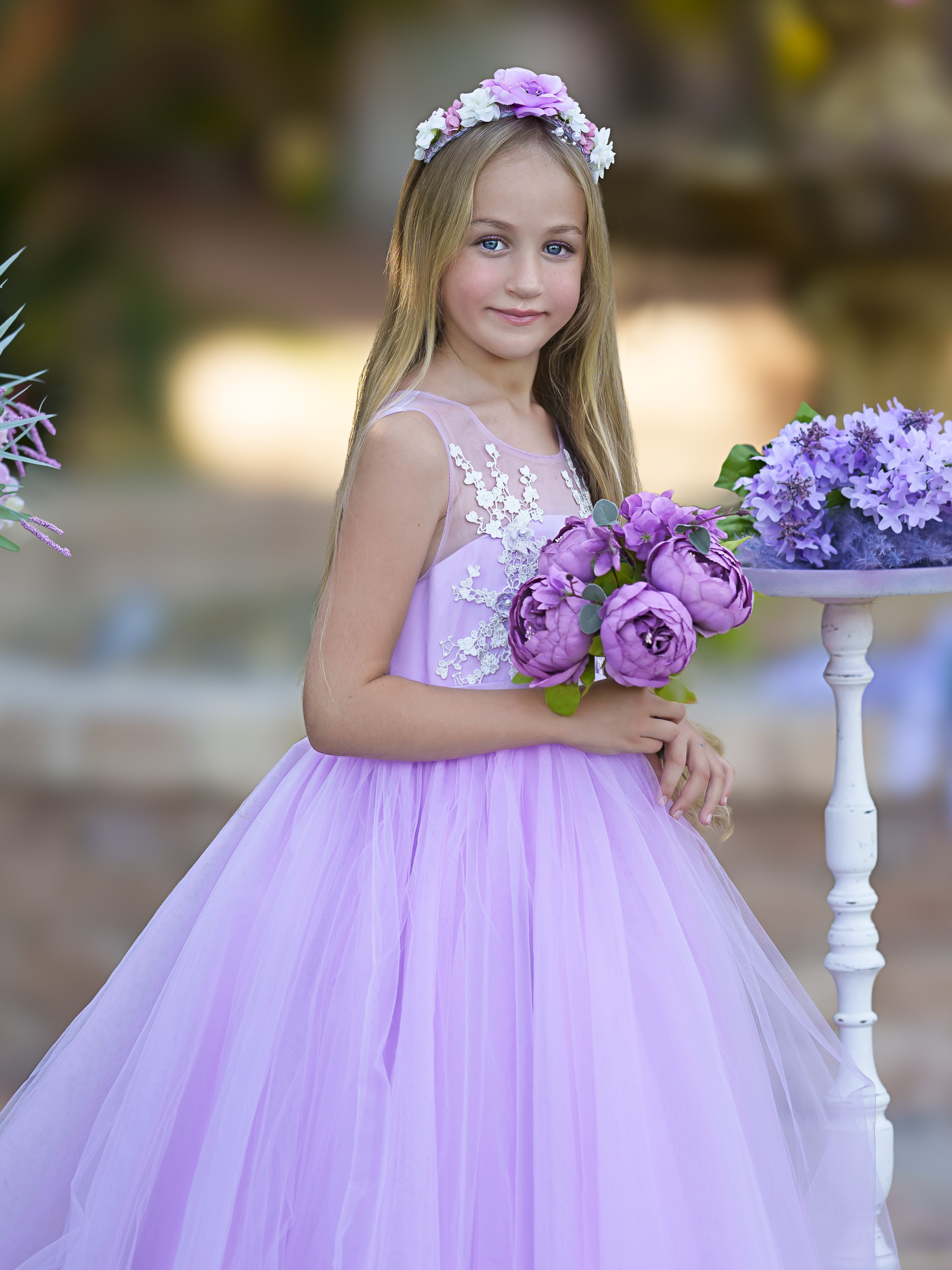 Vestido de gala/vestido de princesa de tul hasta el suelo 