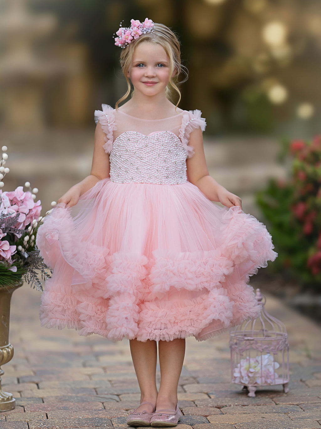 Vestido de princesa/vestido de tul hasta la rodilla para bebé niña 