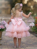 Vestido de princesa/vestido de tul hasta la rodilla para bebé niña 
