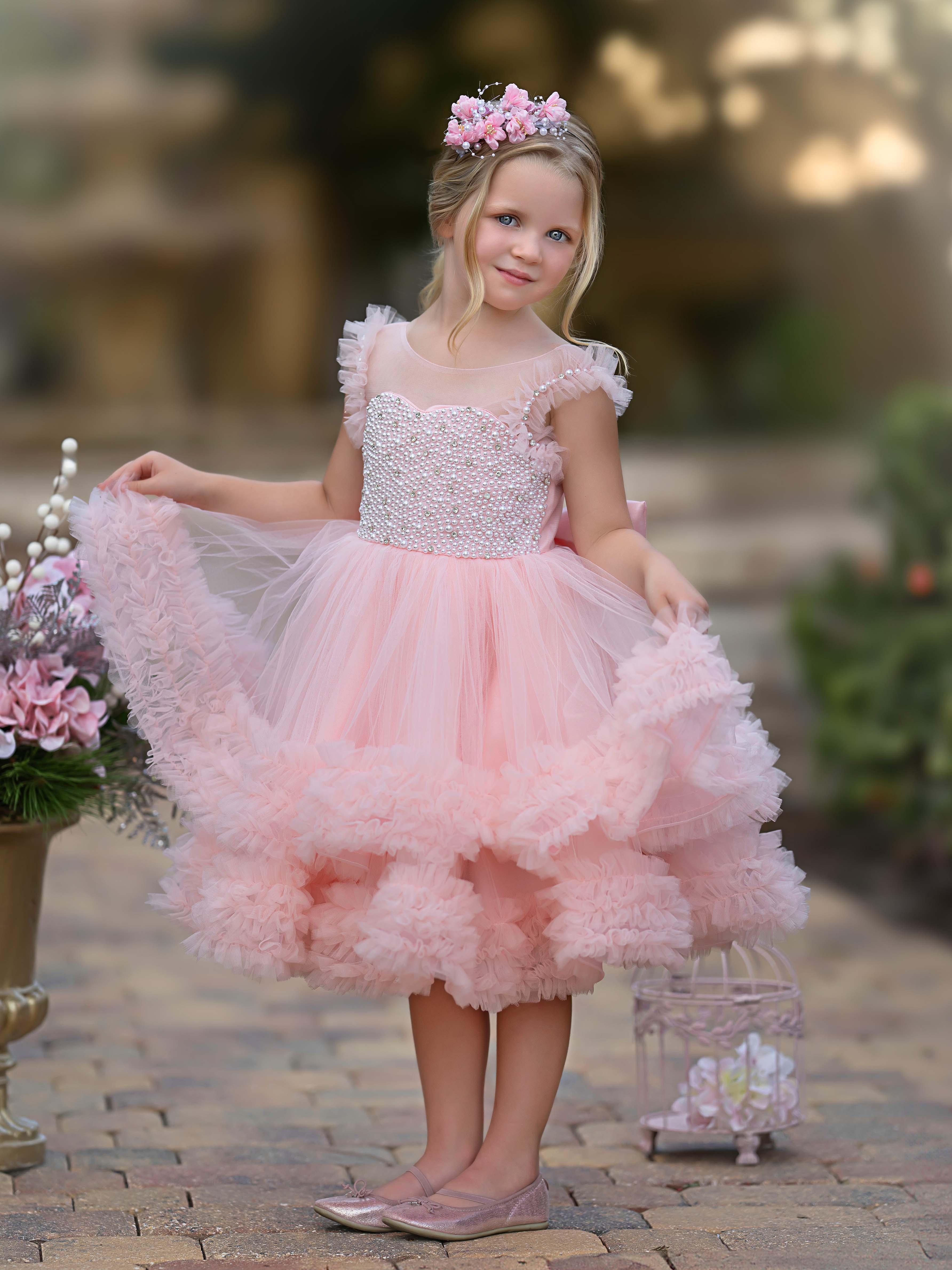 Vestido de princesa/vestido de tul hasta la rodilla para bebé niña 