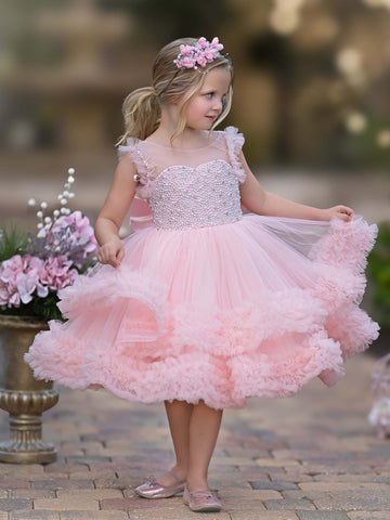 Vestido de princesa/vestido de tul hasta la rodilla para bebé niña 