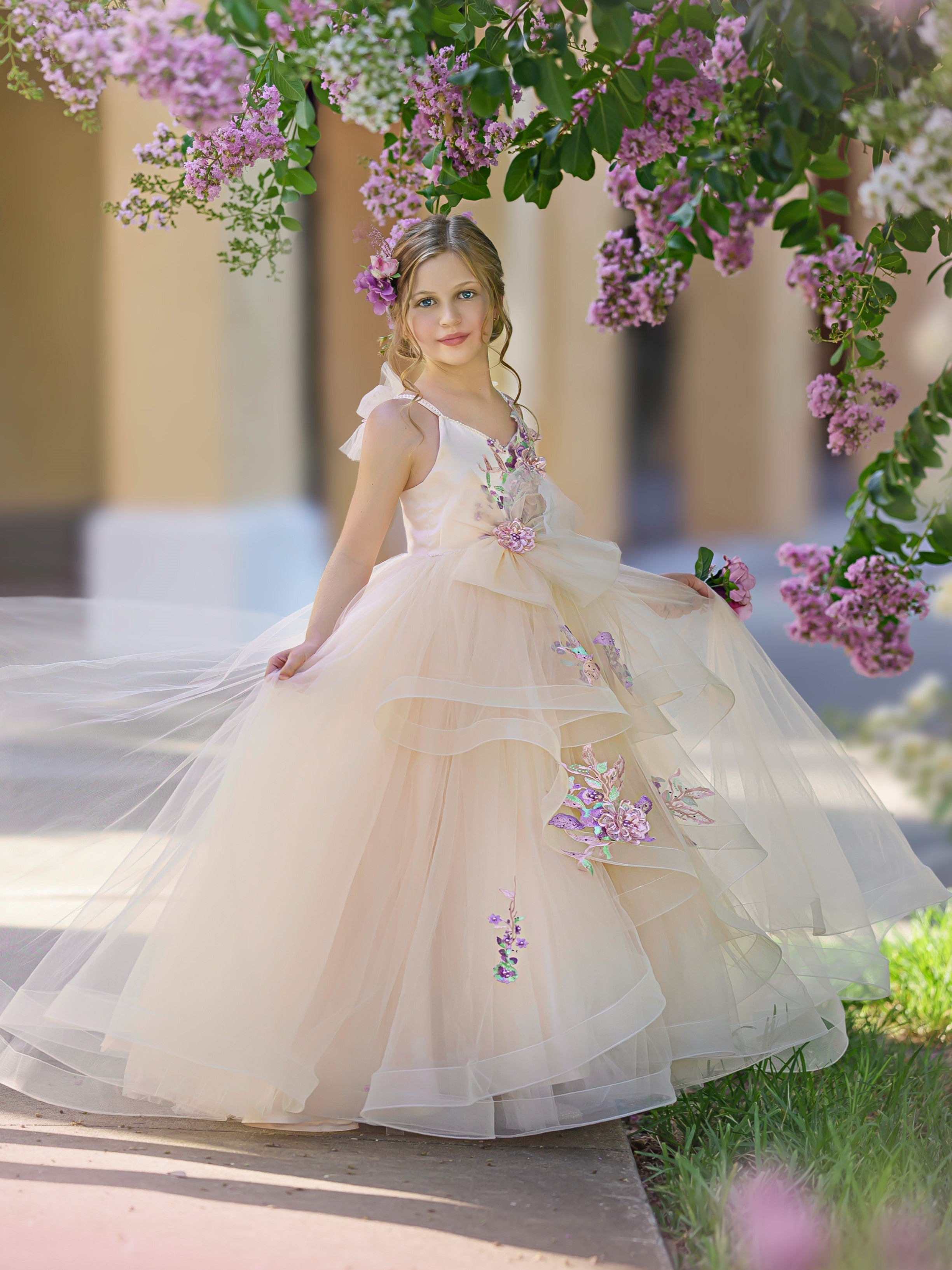 Vestido de gala/vestido de princesa de satén y tul hasta el suelo 