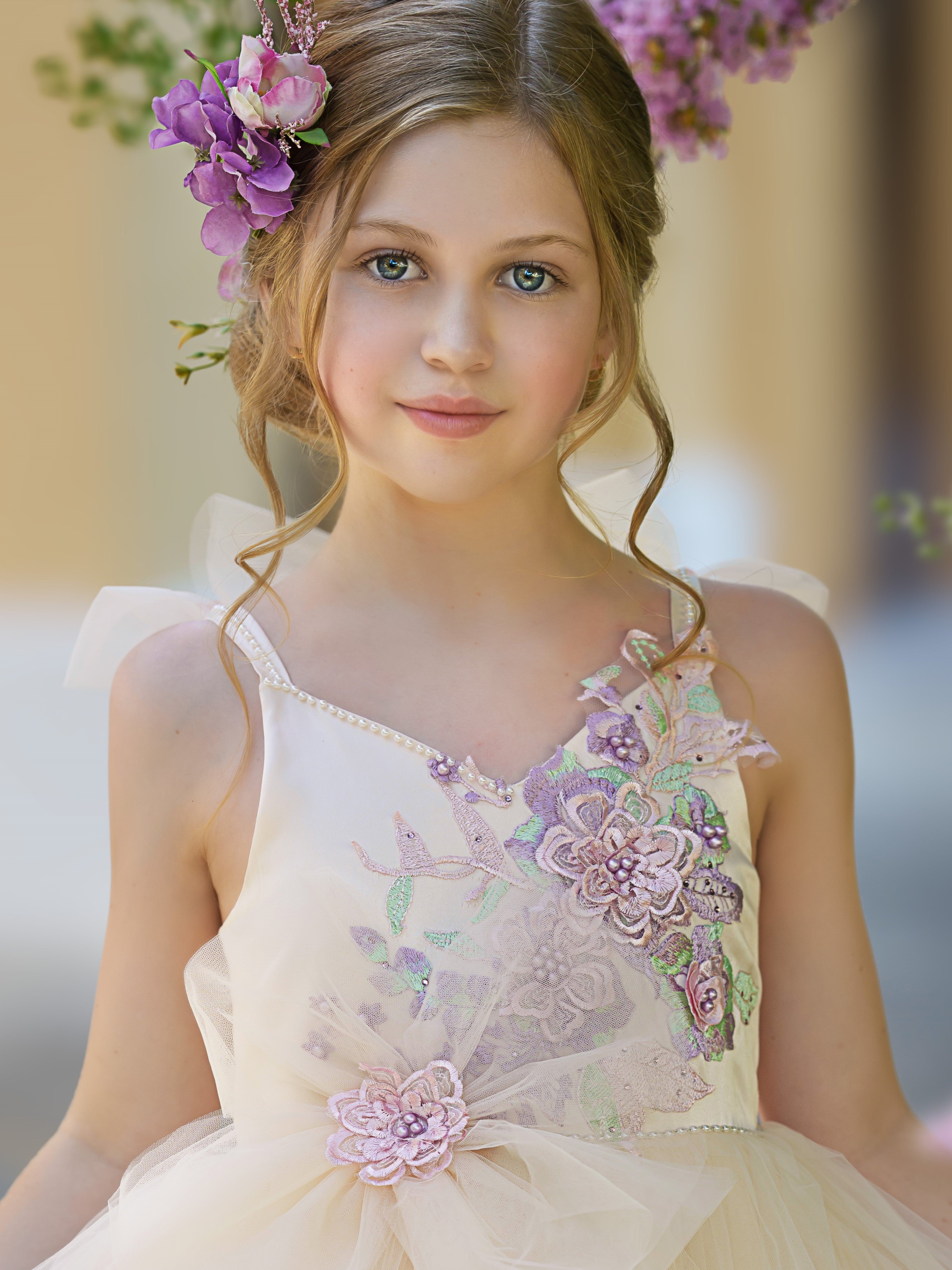 Vestido de gala/vestido de princesa de satén y tul hasta el suelo 