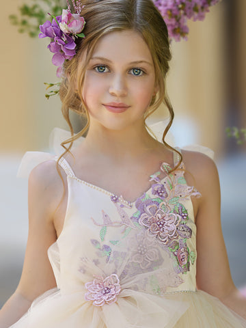 Vestido de gala/vestido de princesa de satén y tul hasta el suelo 