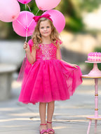 Vestido de fiesta de cumpleaños de tul con lentejuelas hasta la rodilla 