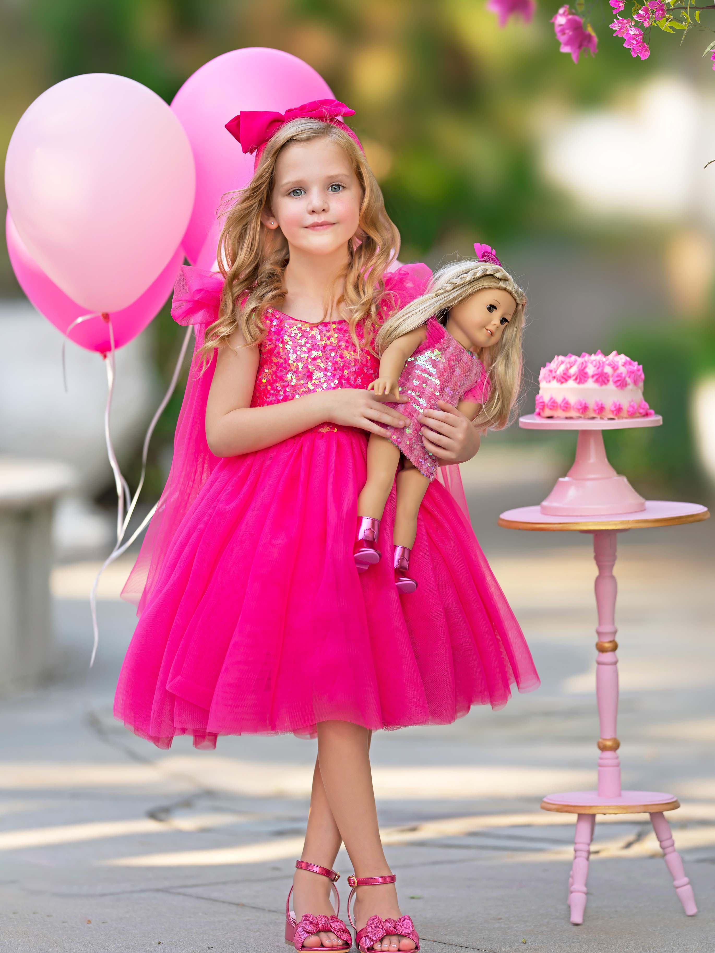 Vestido de fiesta de cumpleaños de tul con lentejuelas hasta la rodilla 