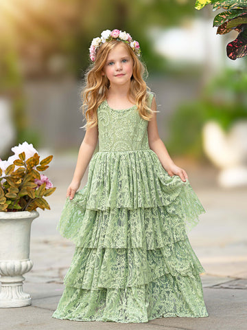Vestido de niña pequeña de las flores, corte en A, de tul y encaje, hasta el suelo 