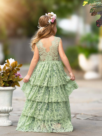 Vestido de niña pequeña de las flores, corte en A, de tul y encaje, hasta el suelo 