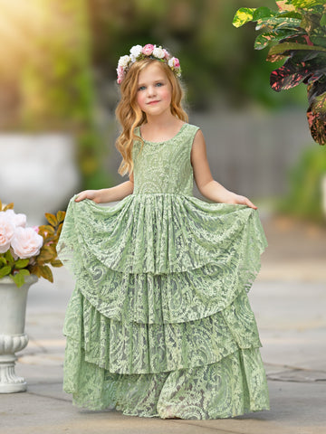 Vestido de niña pequeña de las flores, corte en A, de tul y encaje, hasta el suelo 