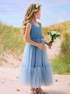 Vestido largo de tul y encaje estilo boho para niña de las flores 