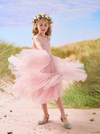 Vestido largo de tul y encaje estilo boho para niña de las flores 