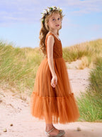 Vestido largo de tul y encaje estilo boho para niña de las flores 